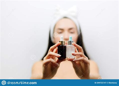 Woman Using Face Serum As Skin Care Routine Stock Image Image Of Natural Caucasian 209722147