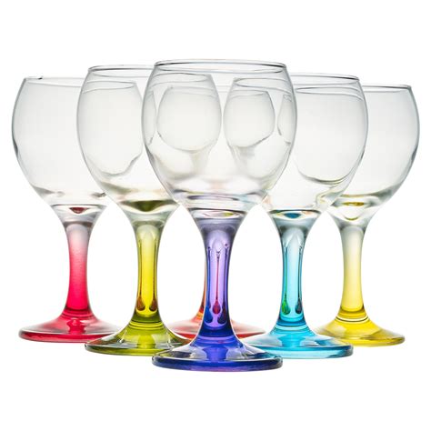 6pc Set 210ml Cocktail Coloured Stem Wine Glasses Red White Wedding Dinner Party Ebay