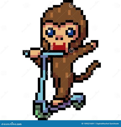 Vector Pixel Art Monkey Playing Stock Vector Illustration Of Animal