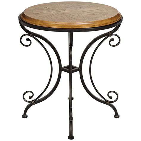 Leda 22 14 Wide Gold Brushed Black Round Accent Table 32m67