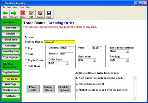 If you have a td ameritrade account, you can now keep all your investment data in checklist investor, including actual stock trade information, full with 1 click, view your td ameritrade account balance and position details. TD Ameritrade Interface