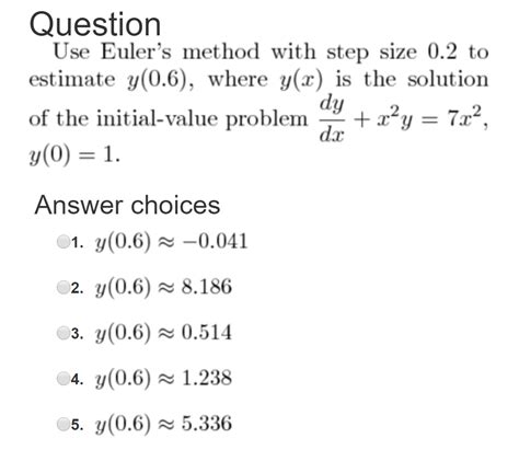Solved Use Eulers Method With Step Size 02 To Estimate