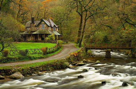 House River Water Forest Park Trees Bridge Leaves Colorful