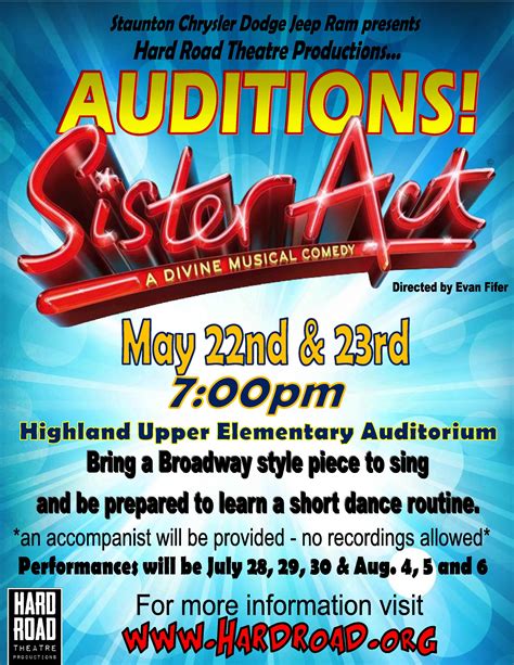 Sister Act Audition Information Hard Road Theatre