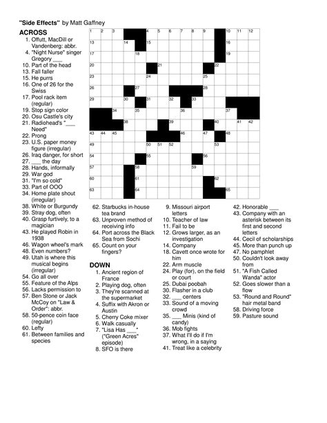 February 2014 Matt Gaffneys Weekly Crossword Contest Page 2