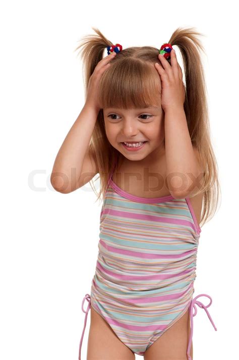 Girl Wearing Swimsuit Stock Image Colourbox