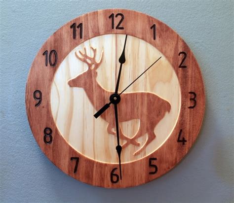 Deer Clock Wood Clock Nature Clock Wooden By Bunbunwoodworking
