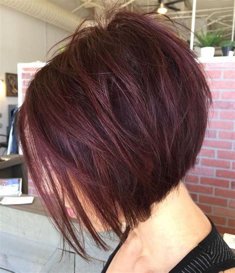 20 Shattered Plum Red Bob Hair Styles Stacked Haircuts Thick Hair