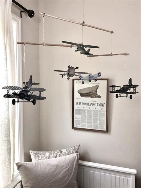 Military Airplane Nursery Mobile W Antique Metal Airplanes Etsy