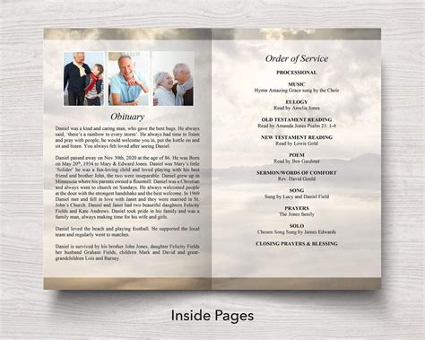 4 Page Mountain Funeral Program Template Funeral Templates