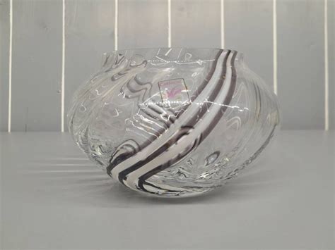 Vintage Caithness Crystal Pink Stripe Posey Vase Pot Pourri Etsy