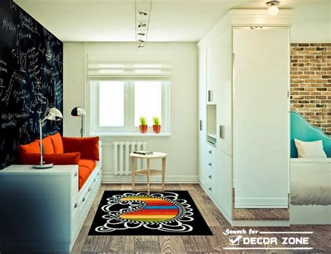 You can create a gallery wall of mirrors or add one large floor mirror for the same effect. One-bedroom studio apartment design with open interior