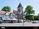 St Matthew's Church and shops, Church Road, Ashford, Surrey, England ...