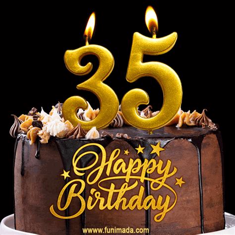 35 Birthday Gold Glitter Happy 35th Birthday Cake Topper Hello 35