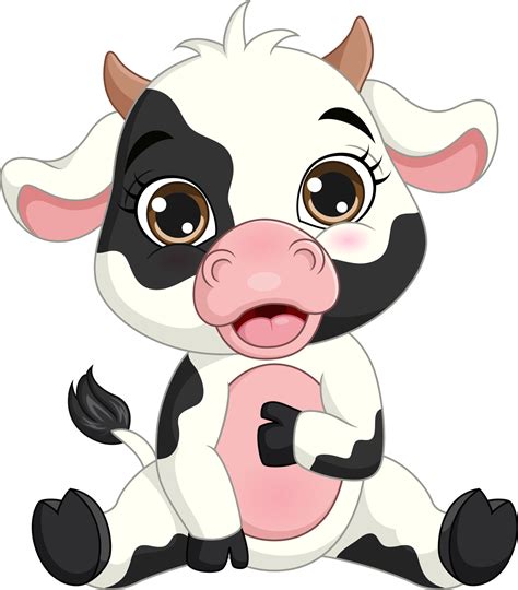 Cute Little Cow Cartoon Sitting 5112497 Vector Art At Vecteezy