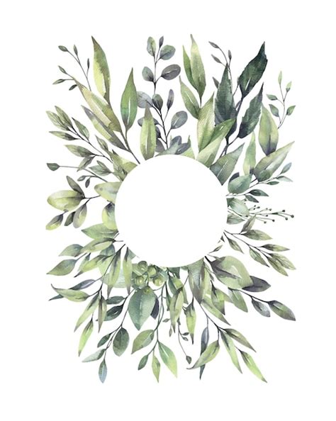 Premium Vector Watercolor Floral Green Leaf Wreaths