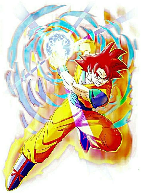 Goku In Godly Form Of Super Saiyan Begins To Fire Kamehameha Rebirth