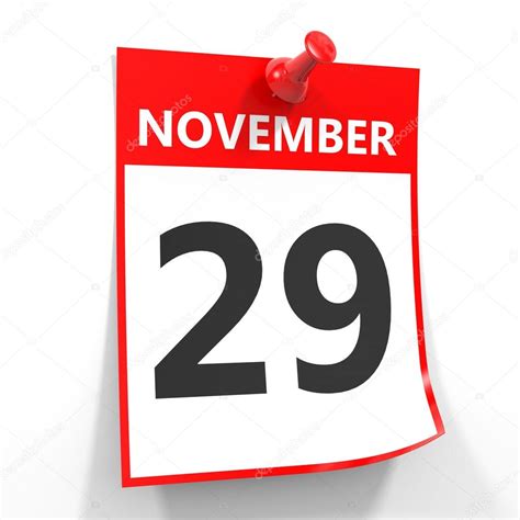 29 November Calendar Sheet With Red Pin Stock Photo By ©icreative3d
