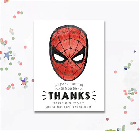 Spiderman Party Spiderman Spiderman Thank You Thank You Etsy