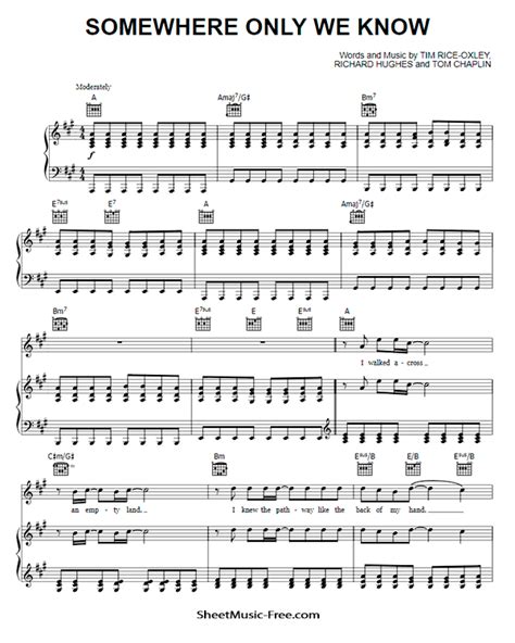 Great new song by an up and coming turn you on when it feels right g out here in the wide open e7sus4 a5 d em7 g let yourself let go somewhere only we know baby e7sus4 a5 d let. Somewhere Only We Know Sheet Music Keane | ♪ SHEETMUSIC ...