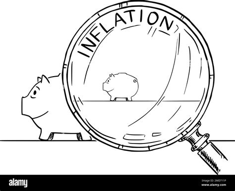 Savings Looks Smaller During Inflation Vector Cartoon Illustration