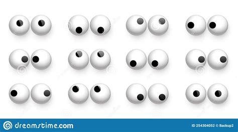 Toy Eyes Set Vector Illustration Wobbly Plastic Open Eyeballs Of Dolls