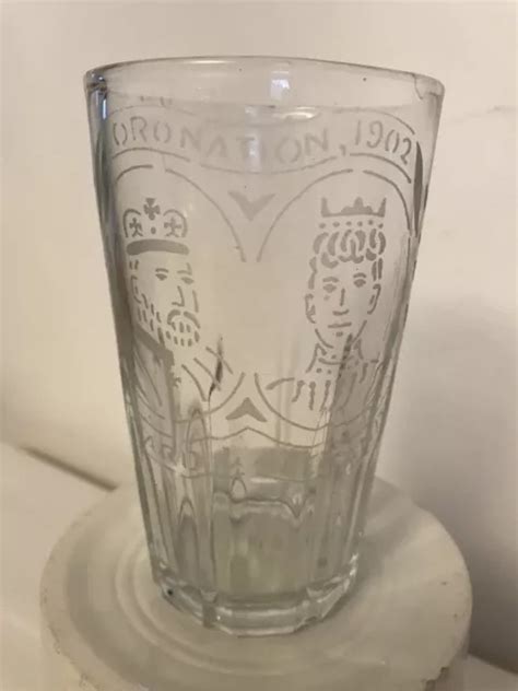 ANTIQUE COMMEMORATIVE KING Edward VII Queen Alexandra Coronation Glass PicClick