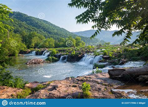 Sandstone Falls In New River Gorge National Park West Virginia Usa