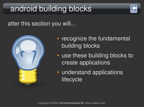 Android Building Blocks After This Section You Will Recognize Th