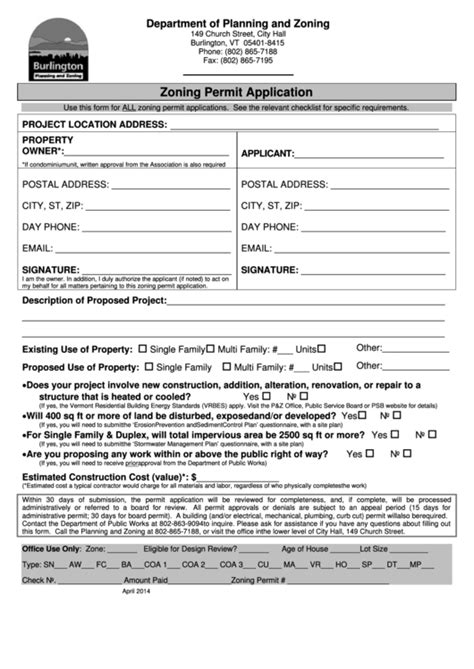 Zoning Permit Application Department Of Planning And Zoning Form