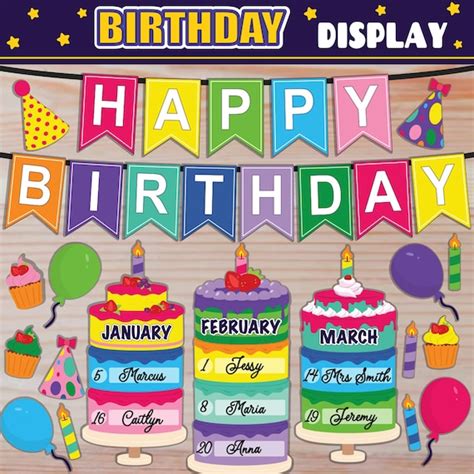 Birthday Display Classroom Decor Printable With Birthday Etsy