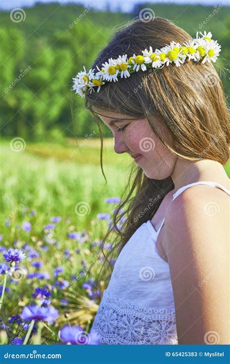 Young Girl And Flowers Stock Image Image Of Lovely Flower 65425383