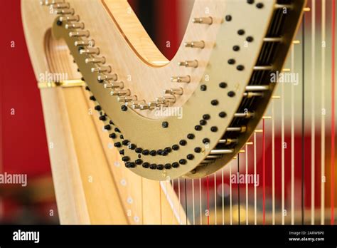 Detail Of A Beautiful Classical Harp Musical Instrument Stock Photo