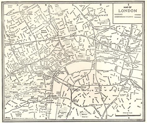 1943 London City Map Antique Street Map Of London Black And Etsy