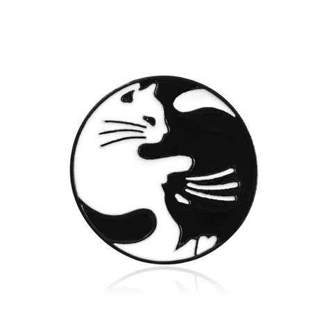 Buy Tai Chi Cats Brooches For Women Enamel Pin Black White Hugging Cats Badge