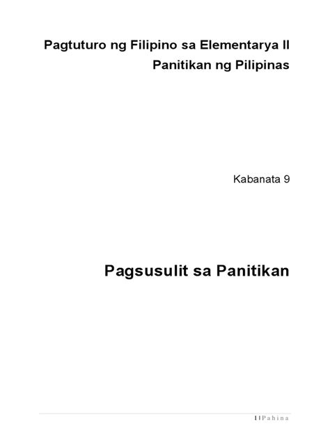 Kabanata 9 Pagtuturo Ng Filipino Sa Elementarya Ii Pdf