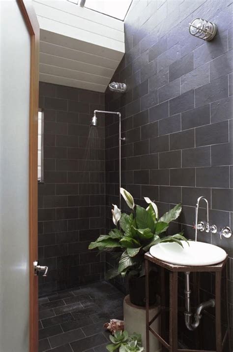 Use black slate tiles to add depth and texture to your feature wall. 40 black slate bathroom tile ideas and pictures