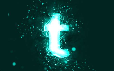 Download Wallpapers Tumblr Turquoise Logo 4k Turquoise Neon Lights