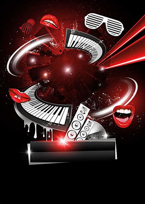 Dynamic Black Music Party Poster Red And Black Background Black