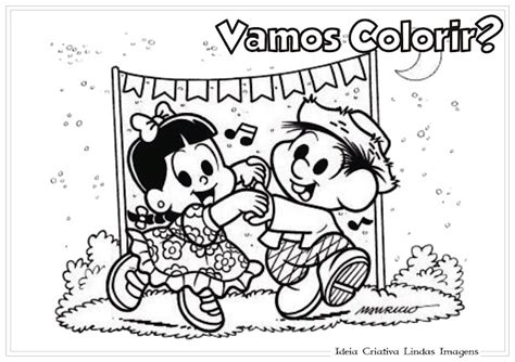 Desenho de Festas Juninas Turma da Mônica para colorir