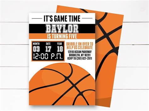 Its Game Time Birthday Invitation Basketball Party Invite Sports