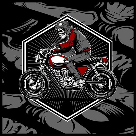 Skull Wearing A Helmet Riding An Old Motorcyclevector 540717 Vector