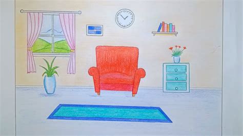 How To Draw Living Room Step By Step Very Easy Drawing Video Youtube