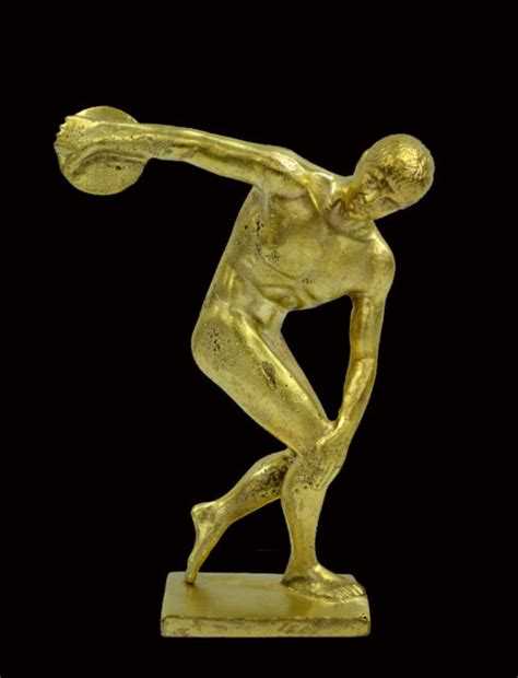 Bronze Discus Thrower Ancient Greek Sculpture Statue Polished Bronze