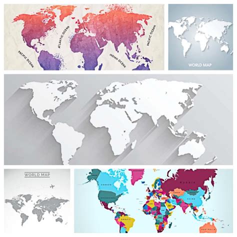 World Map Infographic Modern Set Vector Free Download