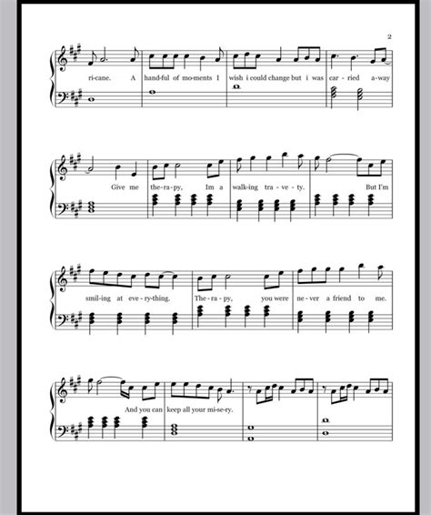 Learn piano with the help our free tutorials and piano letters' notes. Piano Sheet Music — Therapy - All Time Low (Piano Sheet)