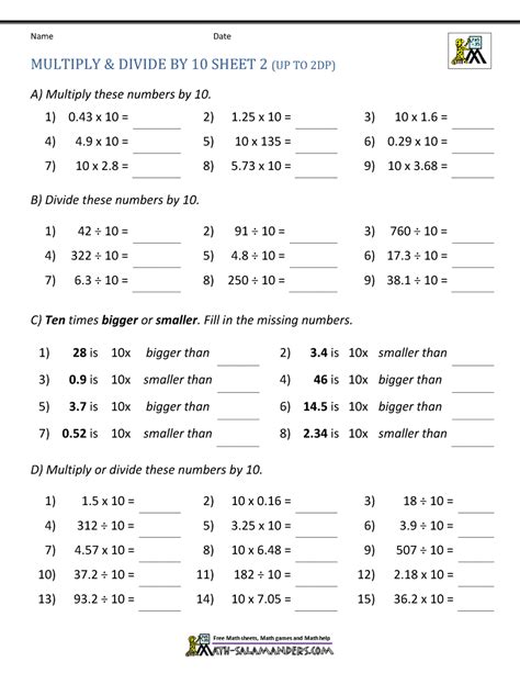 Multiply By 10 100 And 1000 Worksheet Pdf