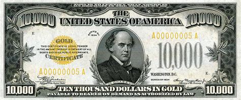 Us Ten Thousand Dollar Bill 1934 10000 Usd Treasury Note Digital