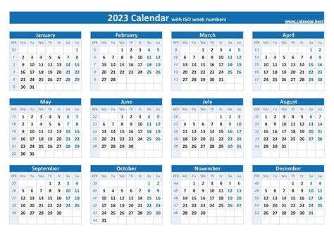 Week Numbers For 2023 List And Calendar Calendarbest