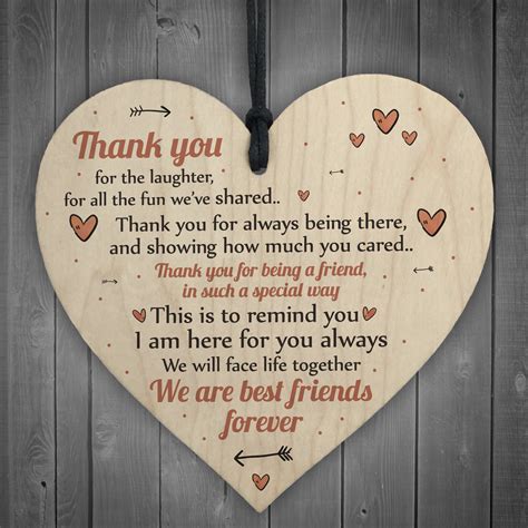 Best Friends Forever Friendship Sign Wooden Heart Plaque Thank You